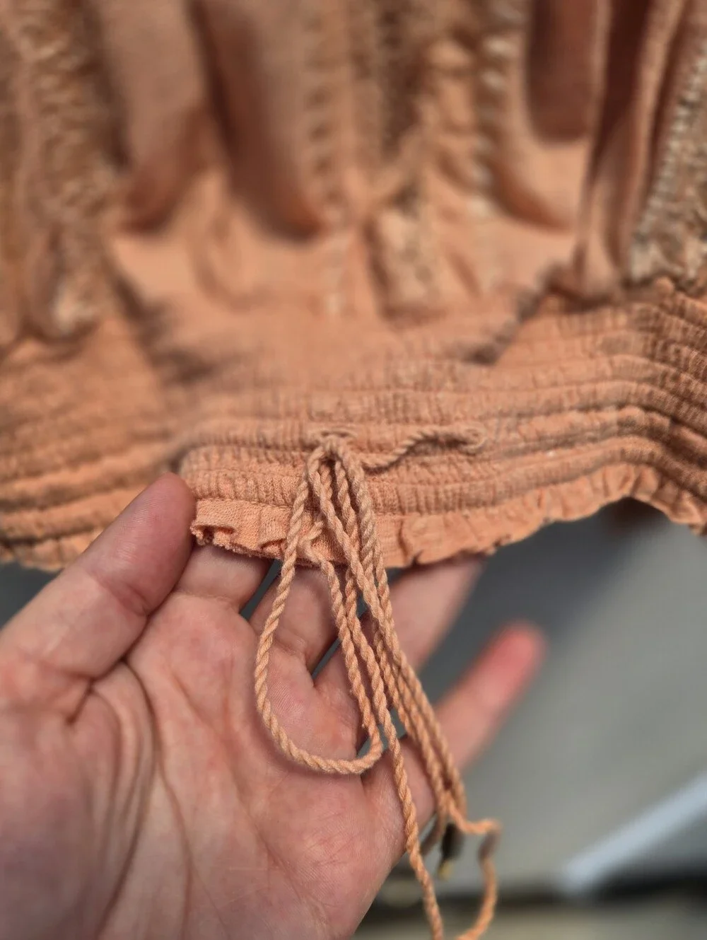 Free People Silverlake Peasant Blouse Large Peach Fairycore 70s Boho Chic Lace